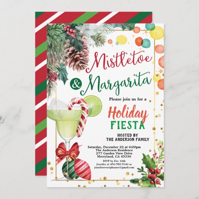 Convite Mistletoe Margarita (Frente/Verso)