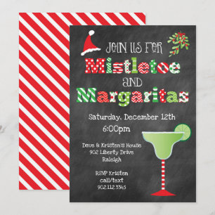Convite Mistletoe Margaritas Festa de Natal