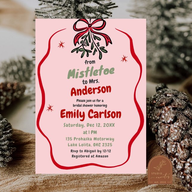 Convite Mistletoe para Sra. Noivado do Chá de Natal (Criador carregado)
