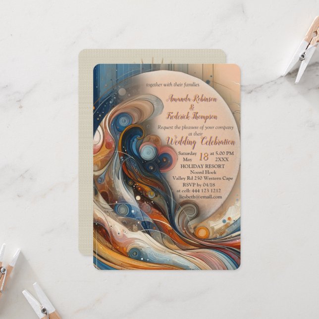 Convite Mistura boêmica de chá, magenta, flores roxas (Frente/Verso In Situ)