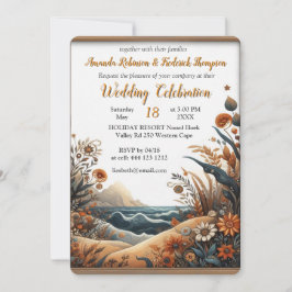 Convite Mistura boêmica de chá, magenta, flores roxas