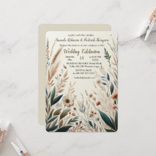 Convite Mistura boêmica de chá, magenta, flores roxas