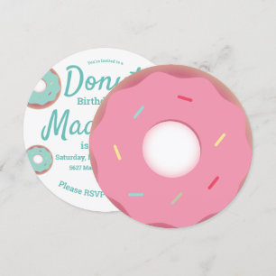 Convite Mistura de Glitter de Donut Rosa e Verde Água Redo