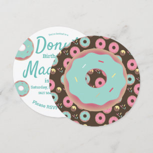 Convite Mistura de Granulado de Donut Rosa e Verde 3D Redo