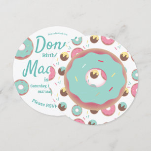 Convite Mistura de Granulado de Donut Rosa e Verde 3D Redo