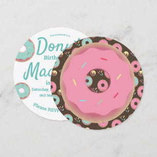 Convite Mistura de Granulado de Donut Rosa e Verde 3D Redo