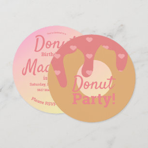 Convite Mistura de Granulado Redondo Donut Coração Rosa 3D