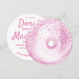 Convite Mistura de Raspas de Donut Rosa Aquarela Redonda