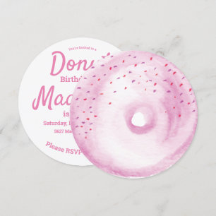 Convite Mistura de Raspas de Donut Rosa Aquarela Redonda