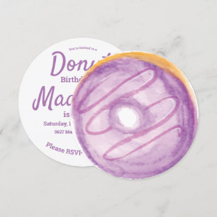 Convite Mistura de Raspas de Donut Roxo Aquarela 3D Redond
