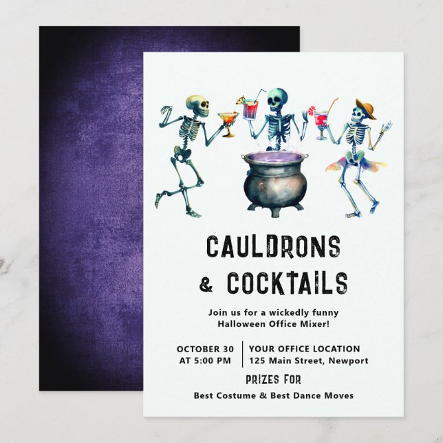 Convite Misturador Empresarial de Festa do Halloween Offic (Frente/Verso)