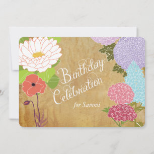 Convite Misturar Floral no Vintage Aged Paper Birthday Inv
