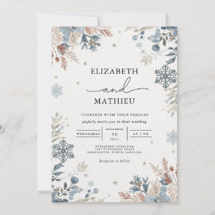Convite Misty Blue Winter Floral Wedding