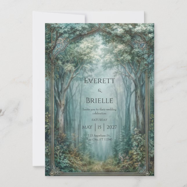 Convite Misty Enchanted Forest Arch Wedding (Frente)