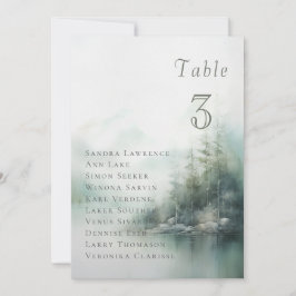 Convite Misty green forest Wedding Table Seating Card