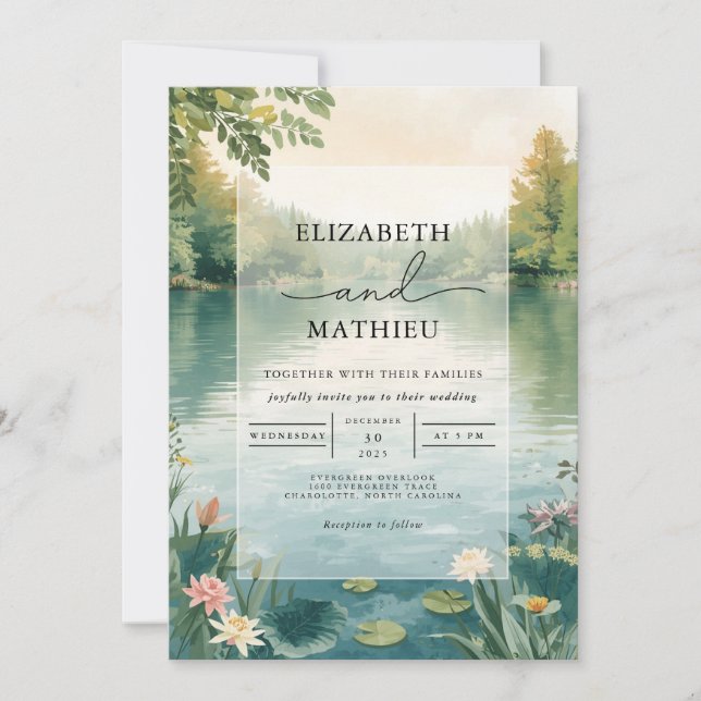 Convite Misty Lake Floral Romance Wedding (Frente)