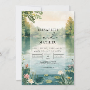Convite Misty Lake Floral Romance Wedding