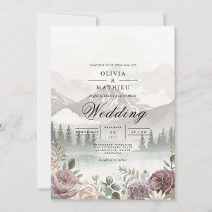 Convite Misty Mountain Backdrop Romance Wedding