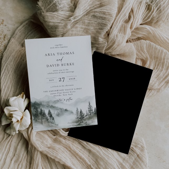 Convite Misty Mountain Forest Wedding (Criador carregado)