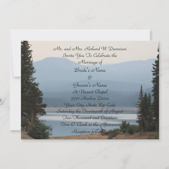 Convite Misty Mountain Lake Wedding (Frente)