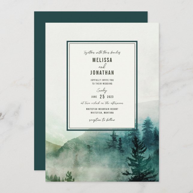 Convite Misty Mountain Wedding (Frente/Verso)