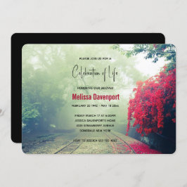 Convite Misty Railroad Tracks Scenic Photo Memorial