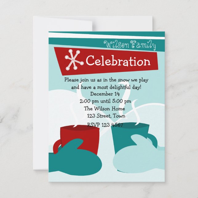 Convite Mittens Aquecidos Com Neve Fria (Frente)