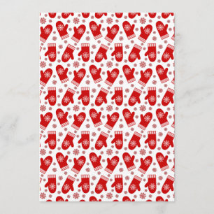 Convite Mittens e Snowflakes Retro Natal Feriado