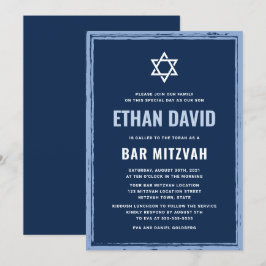 Convite mitzvah, bar azul escuro, com limite aprox