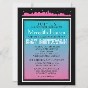 Convite Mitzvah Bat BROADWAY CLÁSSICO - 6 x 8