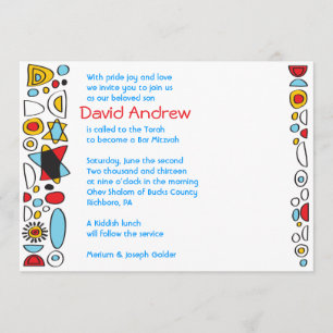 Convite Mitzvah para Bar SCRIBBLY POP ART