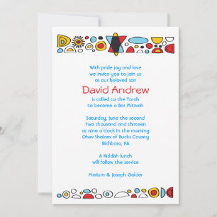 Convite Mitzvah para Bar SCRIBBLY pop ART