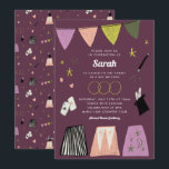 Convite Mitzvah para Bat do Bar do Mágico Roxo<br><div class="desc">Aprecie os seus convidados com um tema de apresentação do Magic Show. Este design tocável apresenta ilustrações desenhadas à mão cheio de magia divertida e atraente! Personalize com os detalhes de seu próprio partido e reúna a parte com o pacote de fornecimento do cheio Magic Show.</div>