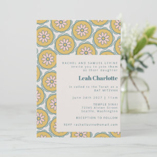 Convite Mitzvah Retro Boho Mandala Floral Pastel Bat