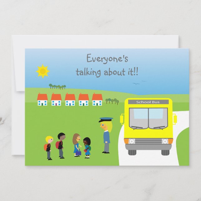 Convite Miúdos bonitos da escola & festa de aniversário do (Frente)