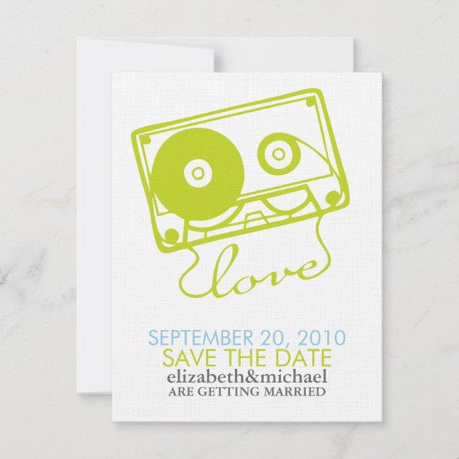 Convite Mix tape de Anúncios de Love Save the Date (Frente)