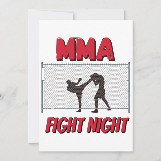 Convite MMA Fight Night text e Silhouette of Two Fighter (Frente)
