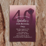 Convite Moça aniversário de 40 anos do partido Elegante Bu<br><div class="desc">Elegante Convites de festas de aniversário de 40 anos da Rapariga Vermelha Burgundy.</div>