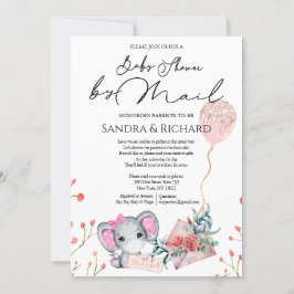 Convite Moça Elefante Dourada - Balão de Brilho Chá por Co