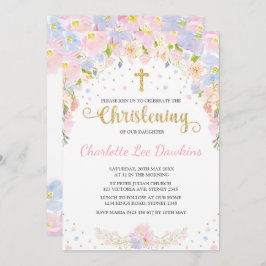 Convite Moça Floral Soft Pastel, convidada para batismo