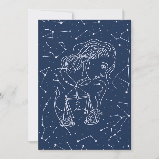 Convite Moça Libra - Símbolo Zodiac (Frente)