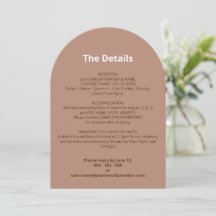 Mocha Brown Modern Wedn Details Card