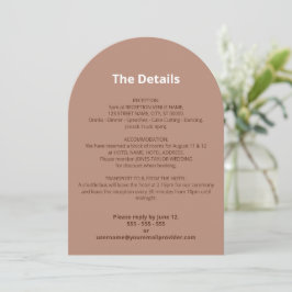 Convite Mocha Brown Modern Wedn Details Card