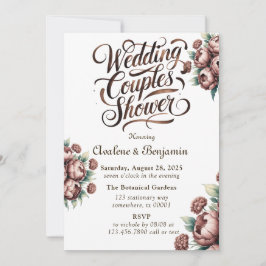 Convite Mocha Brown Pintou Casais De Casamento De Penas