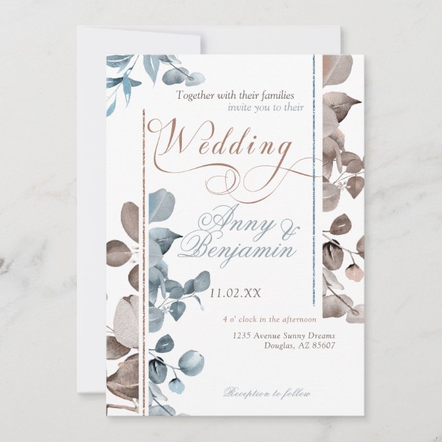 Convite Mocha Mousse Botânica 02 (Frente)