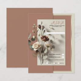 Convite Mocha Mousse Moderno Botânico Floral Casamento RSV