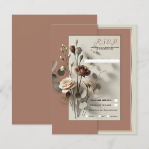 Convite Mocha Mousse Moderno Botânico Floral Casamento RSV
