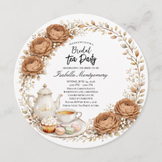 Convite Mocha Palette Tea Party Bridal Shower