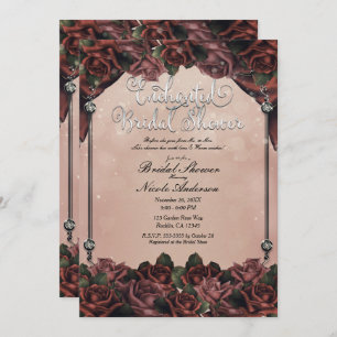 Convite Mocha Rust Brown Rosa Elegante Casamento outono