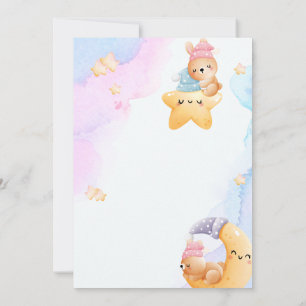 Convite Mod Azul e Rosa Ilustrativo Gradiente Aquarela